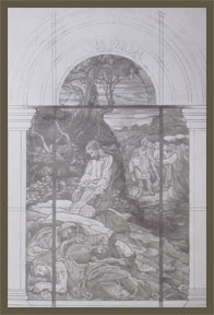 Preliminary concept drawing for Jesus in Gethsemane